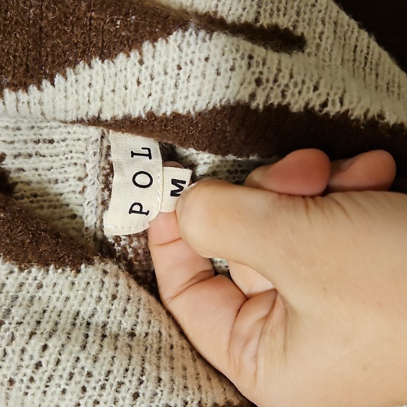 POL Oversized Brown and Cream Zebra Sweater Size Medium - Picture 3 of 5